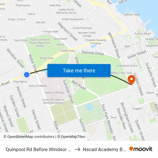 Quinpool Rd Before Windsor St (8150) to Nscad Academy Building map