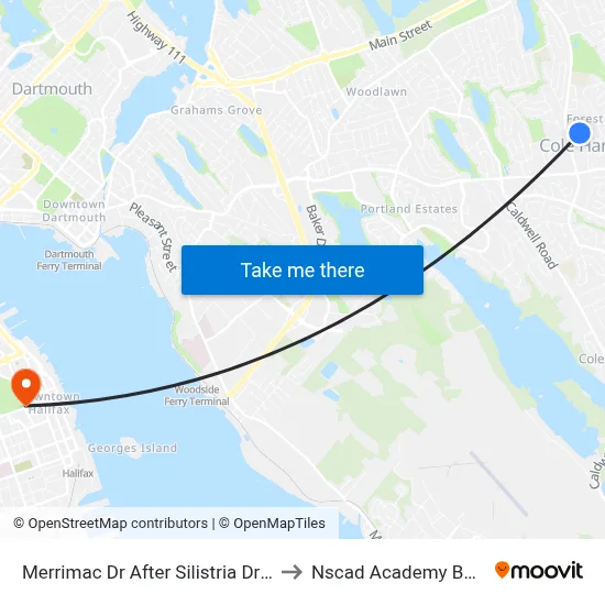 Merrimac Dr After Silistria Dr (7199) to Nscad Academy Building map