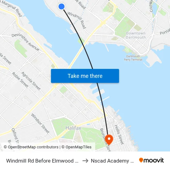 Windmill Rd Before Elmwood Ave (8539) to Nscad Academy Building map