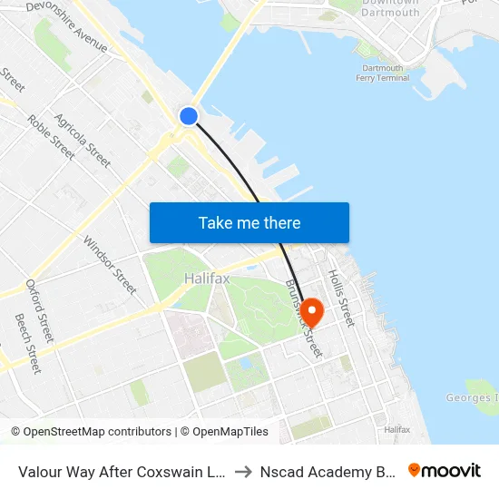 Valour Way After Coxswain Ln (6569) to Nscad Academy Building map