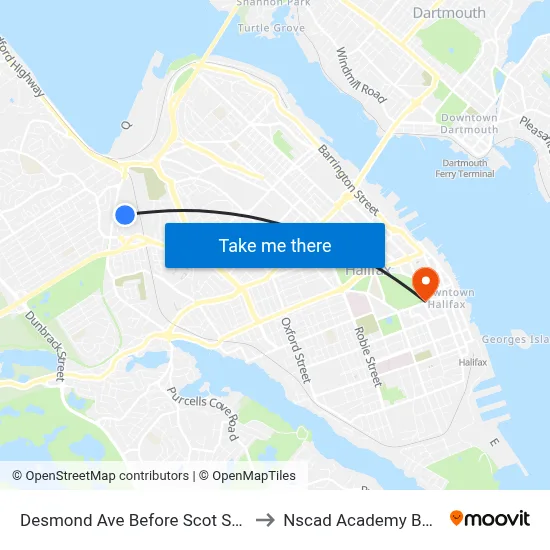 Desmond Ave Before Scot St (6565) to Nscad Academy Building map