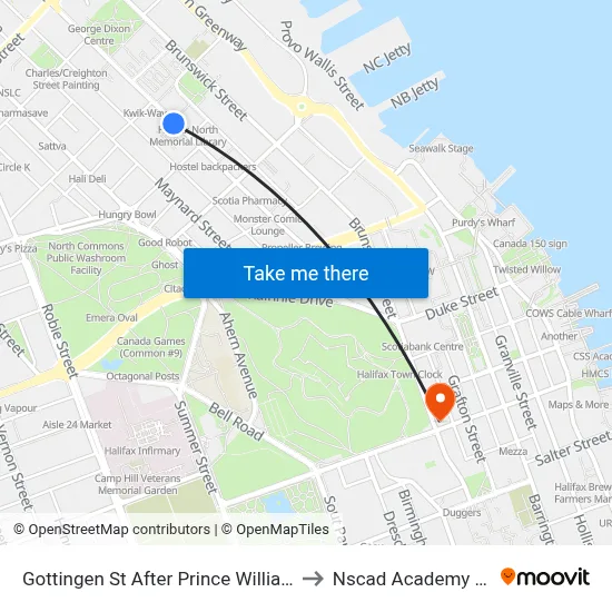 Gottingen St After Prince William St (6775) to Nscad Academy Building map