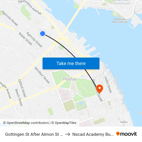 Gottingen St After Almon St (6776) to Nscad Academy Building map