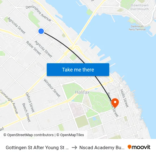 Gottingen St After Young St (6770) to Nscad Academy Building map