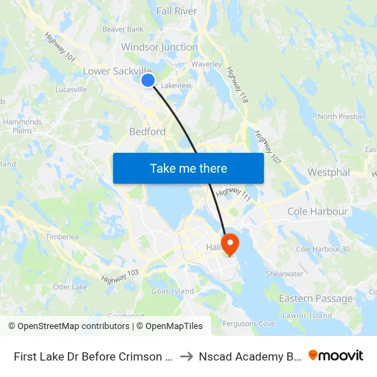 First Lake Dr Before Crimson Dr (6689) to Nscad Academy Building map