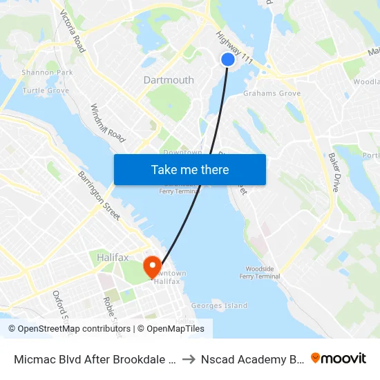 Micmac Blvd After Brookdale Cr (7209) to Nscad Academy Building map