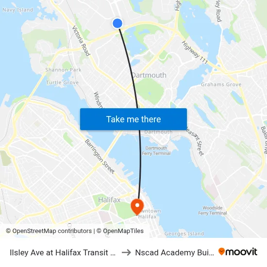 Ilsley Ave at Halifax Transit (7205) to Nscad Academy Building map