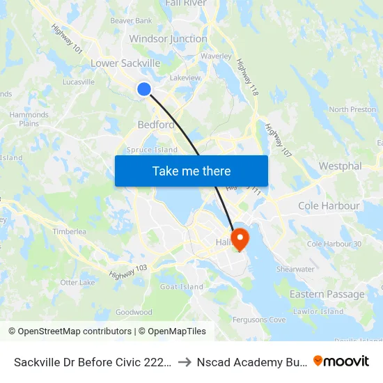Sackville Dr Before Civic 222 (7330) to Nscad Academy Building map