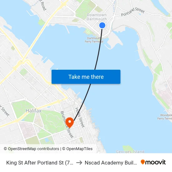 King St After Portland St (7058) to Nscad Academy Building map