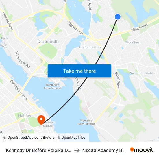 Kennedy Dr Before Roleika Dr (7051) to Nscad Academy Building map