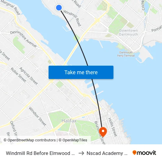 Windmill Rd Before Elmwood Ave (8523) to Nscad Academy Building map