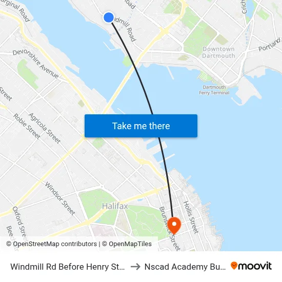 Windmill Rd Before Henry St (8524) to Nscad Academy Building map