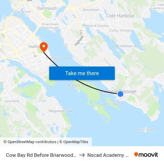 Cow Bay Rd Before Briarwood Dr (6511) to Nscad Academy Building map