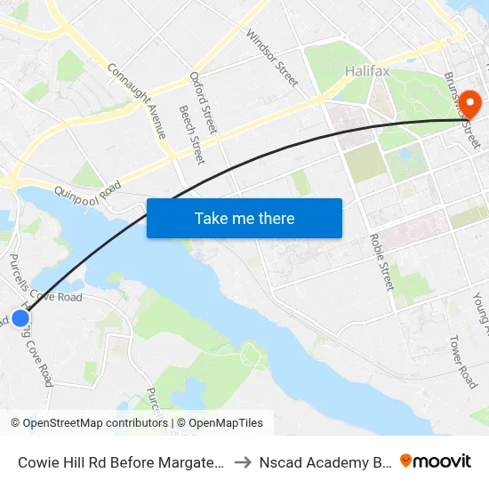 Cowie Hill Rd Before Margate Dr (6514) to Nscad Academy Building map