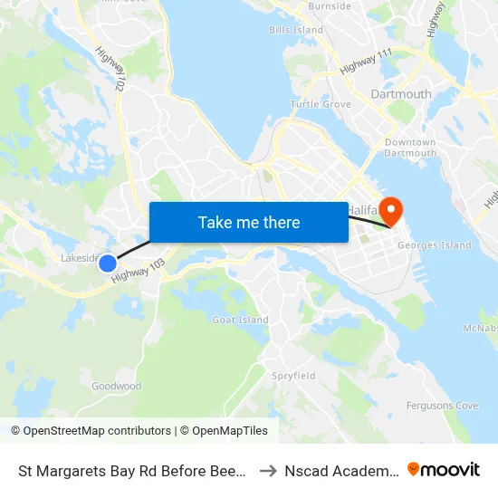 St Margarets Bay Rd Before Beech Tree Run (6162) to Nscad Academy Building map