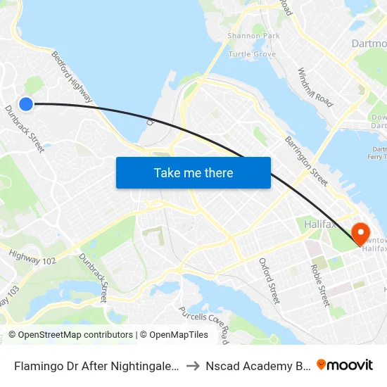 Flamingo Dr After Nightingale Dr (6698) to Nscad Academy Building map