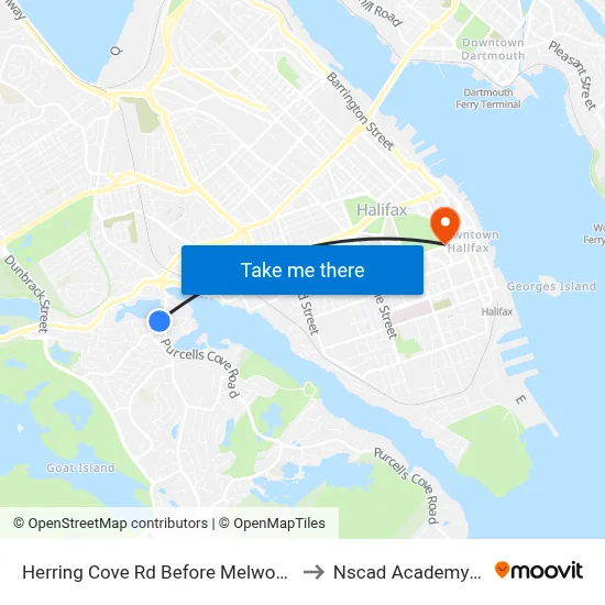 Herring Cove Rd Before Melwood Ave (6901) to Nscad Academy Building map