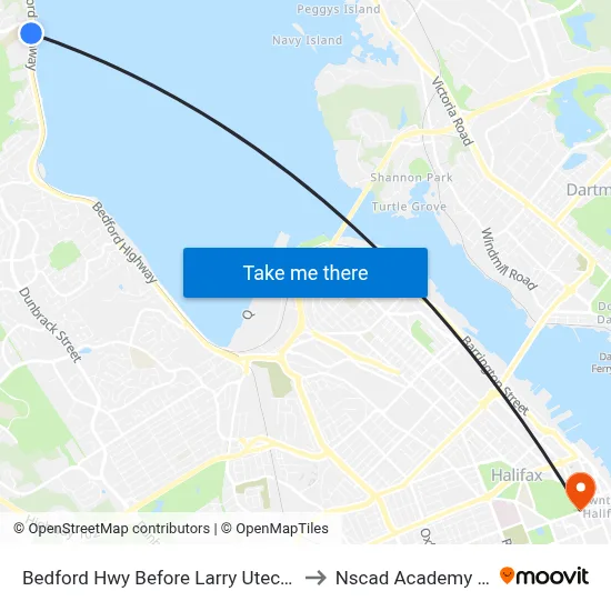 Bedford Hwy Before Larry Uteck Blvd (6239) to Nscad Academy Building map
