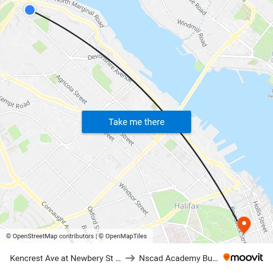 Kencrest Ave at Newbery St (7048) to Nscad Academy Building map