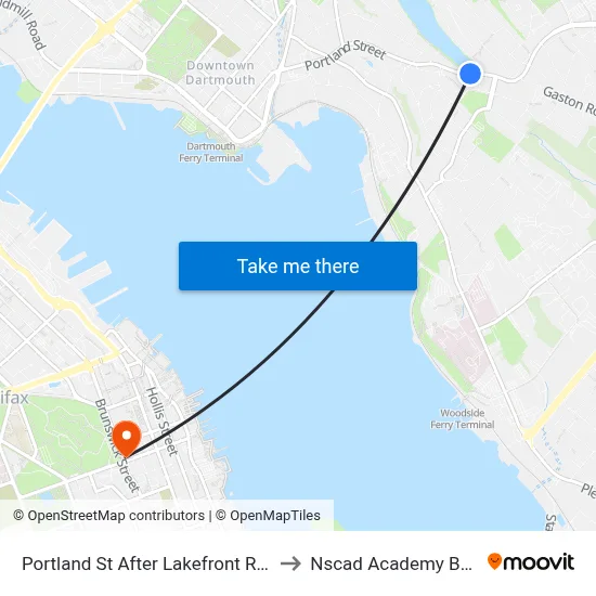 Portland St After Lakefront Rd (8042) to Nscad Academy Building map