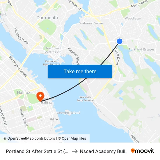 Portland St After Settle St (8045) to Nscad Academy Building map