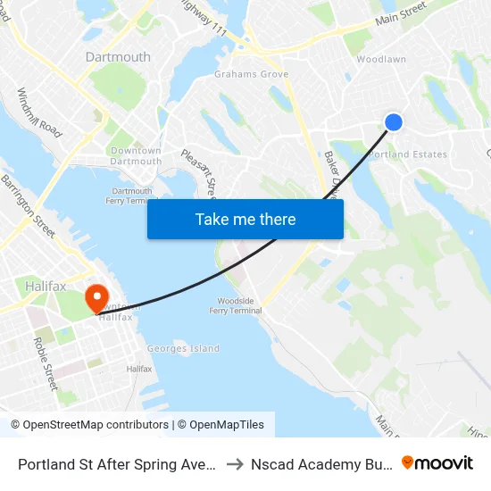 Portland St After Spring Ave (8047) to Nscad Academy Building map