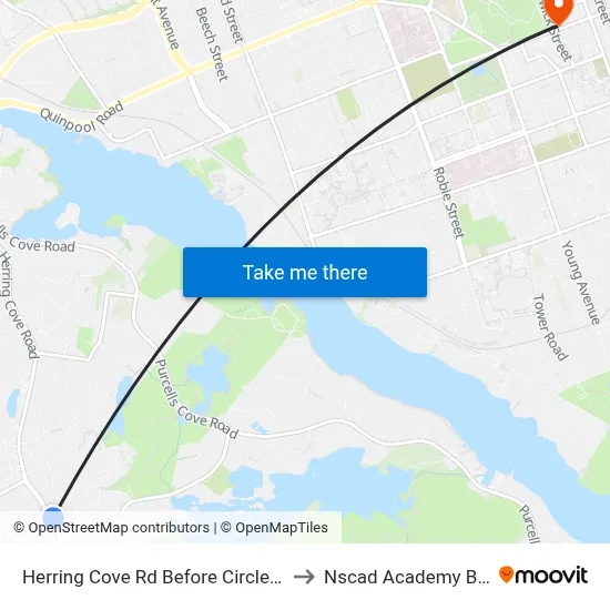 Herring Cove Rd Before Circle Dr (6890) to Nscad Academy Building map