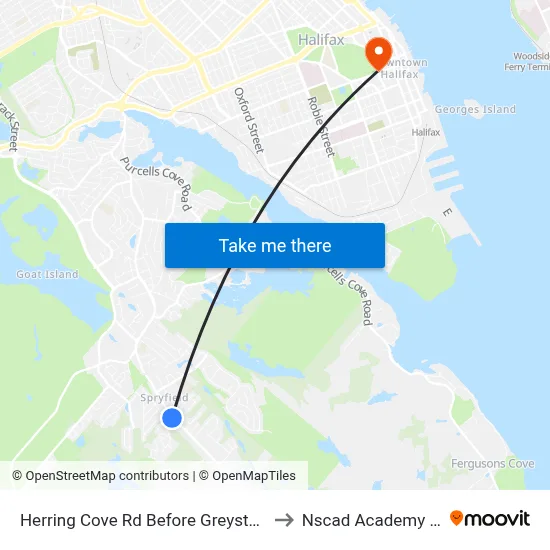 Herring Cove Rd Before Greystone Dr (6897) to Nscad Academy Building map