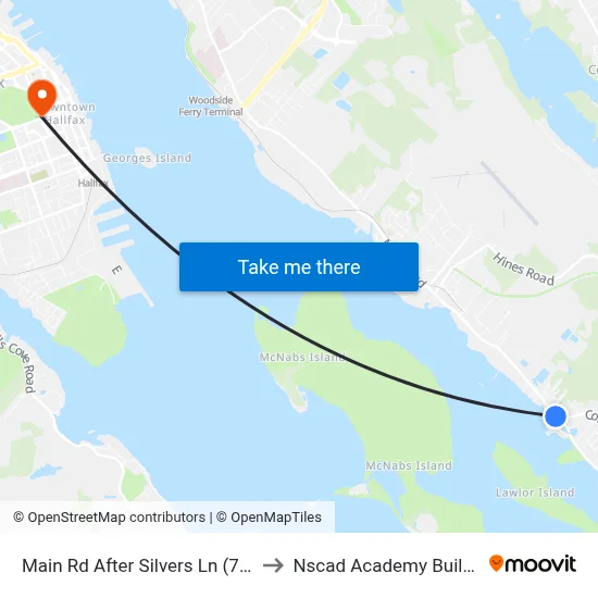 Main Rd After Silvers Ln (7463) to Nscad Academy Building map