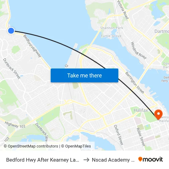 Bedford Hwy After Kearney Lake Rd (6246) to Nscad Academy Building map