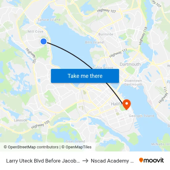 Larry Uteck Blvd Before Jacob Ln (8873) to Nscad Academy Building map