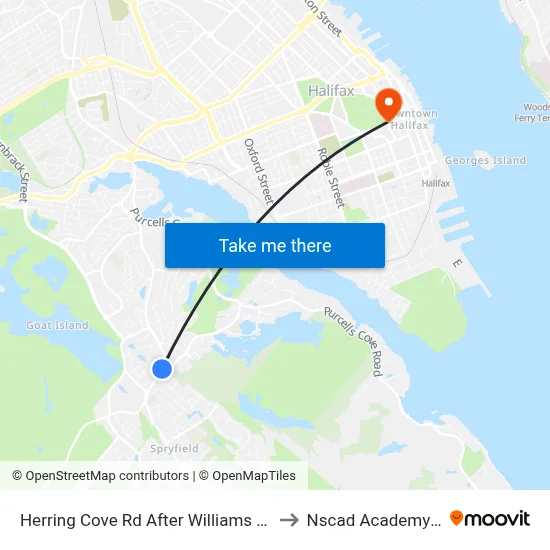 Herring Cove Rd After Williams Lake Rd (6905) to Nscad Academy Building map