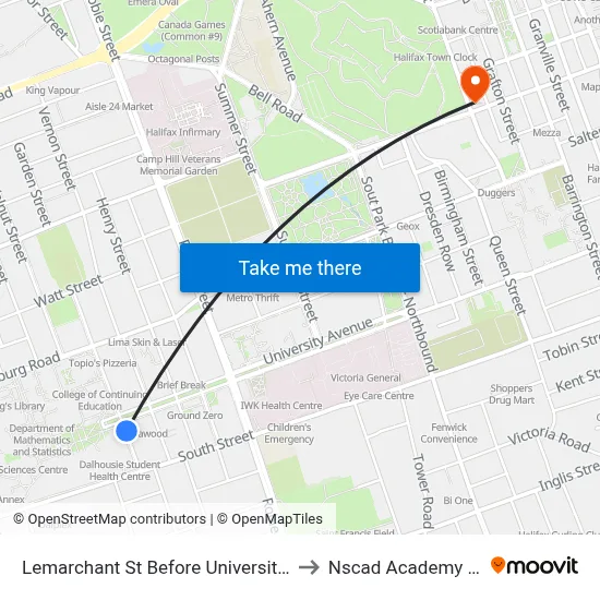 Lemarchant St Before University Ave (7144) to Nscad Academy Building map