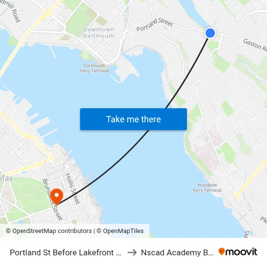 Portland St Before Lakefront Rd (8059) to Nscad Academy Building map