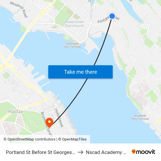 Portland St Before St Georges Ln (8060) to Nscad Academy Building map