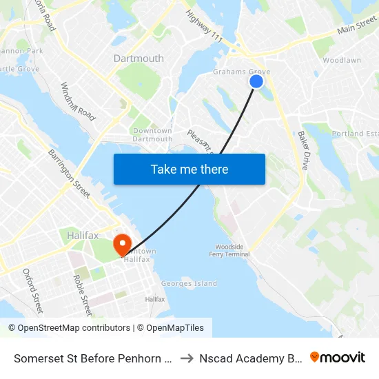 Somerset St Before Penhorn Dr (8290) to Nscad Academy Building map