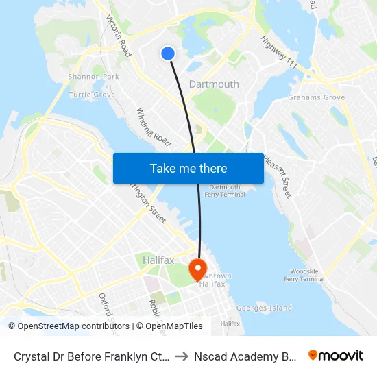 Crystal Dr Before Franklyn Ct (6539) to Nscad Academy Building map