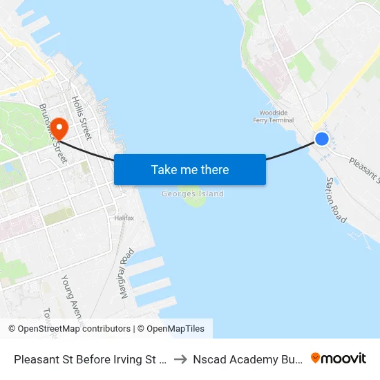 Pleasant St Before Irving St (7492) to Nscad Academy Building map