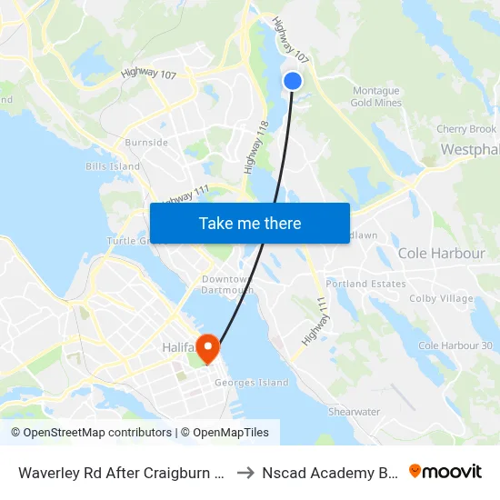 Waverley Rd After Craigburn Dr (8473) to Nscad Academy Building map