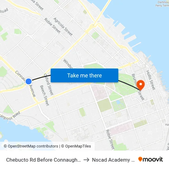 Chebucto Rd Before Connaught Ave (6404) to Nscad Academy Building map