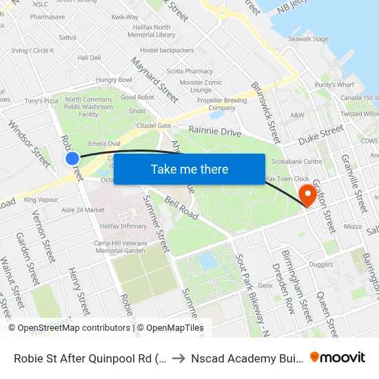 Robie St After Quinpool Rd (8184) to Nscad Academy Building map