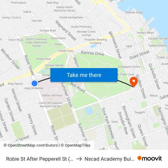 Robie St After Pepperell St (8183) to Nscad Academy Building map