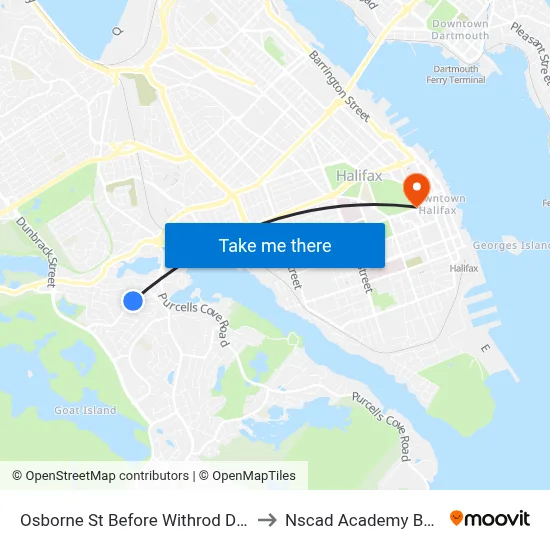 Osborne St Before Withrod Dr (7188) to Nscad Academy Building map