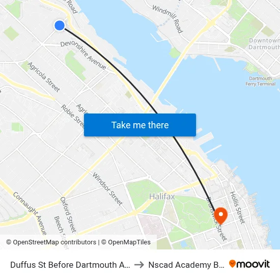Duffus St Before Dartmouth Ave (6588) to Nscad Academy Building map