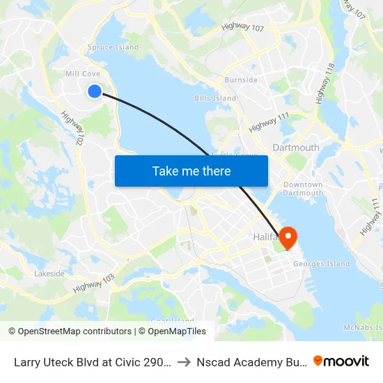 Larry Uteck Blvd at Civic 290 (8881) to Nscad Academy Building map