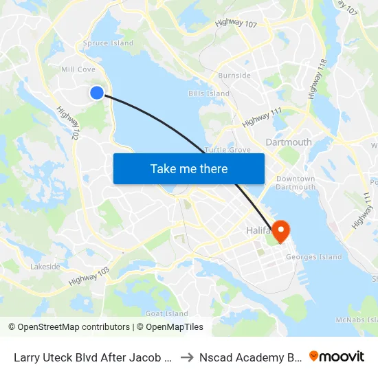 Larry Uteck Blvd After Jacob Ln (8882) to Nscad Academy Building map