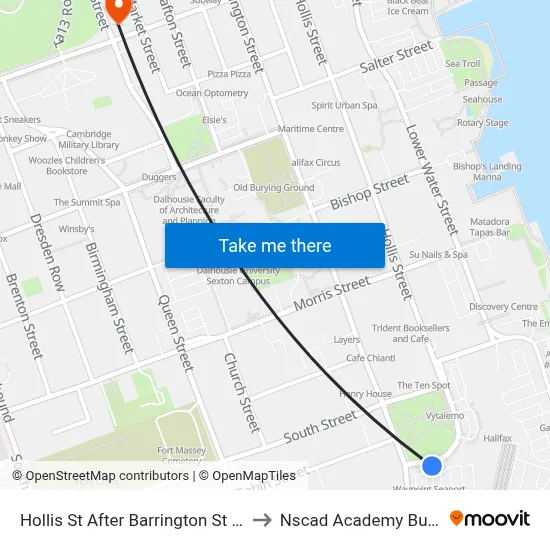 Hollis St After Barrington St (6938) to Nscad Academy Building map