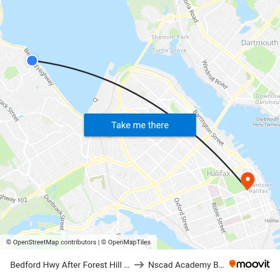 Bedford Hwy After Forest Hill Dr (6252) to Nscad Academy Building map