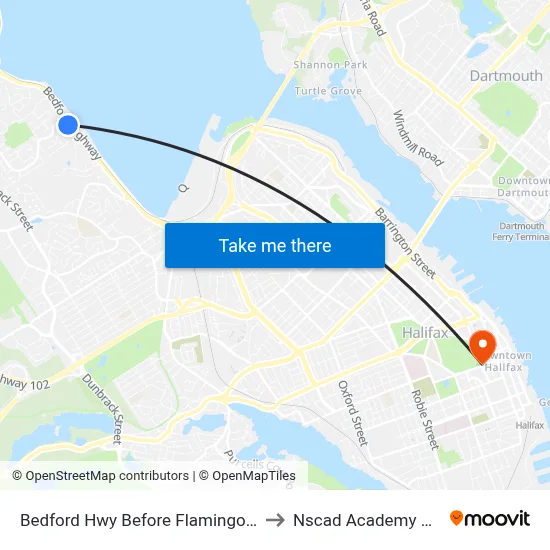 Bedford Hwy Before Flamingo Dr (6250) to Nscad Academy Building map