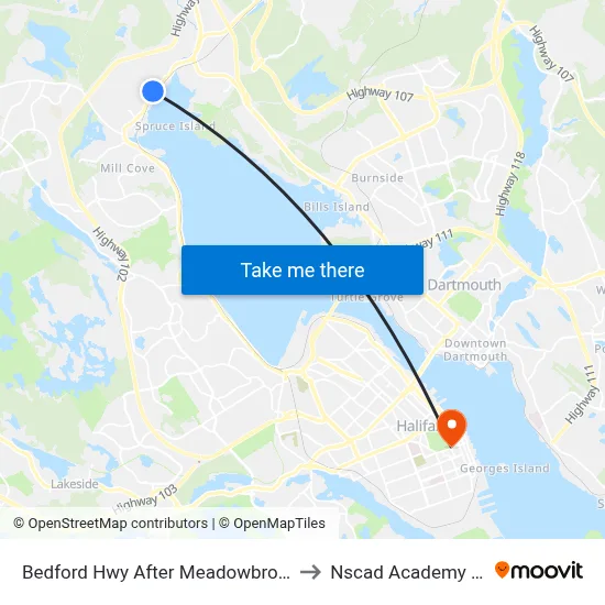 Bedford Hwy After Meadowbrook Dr (6257) to Nscad Academy Building map